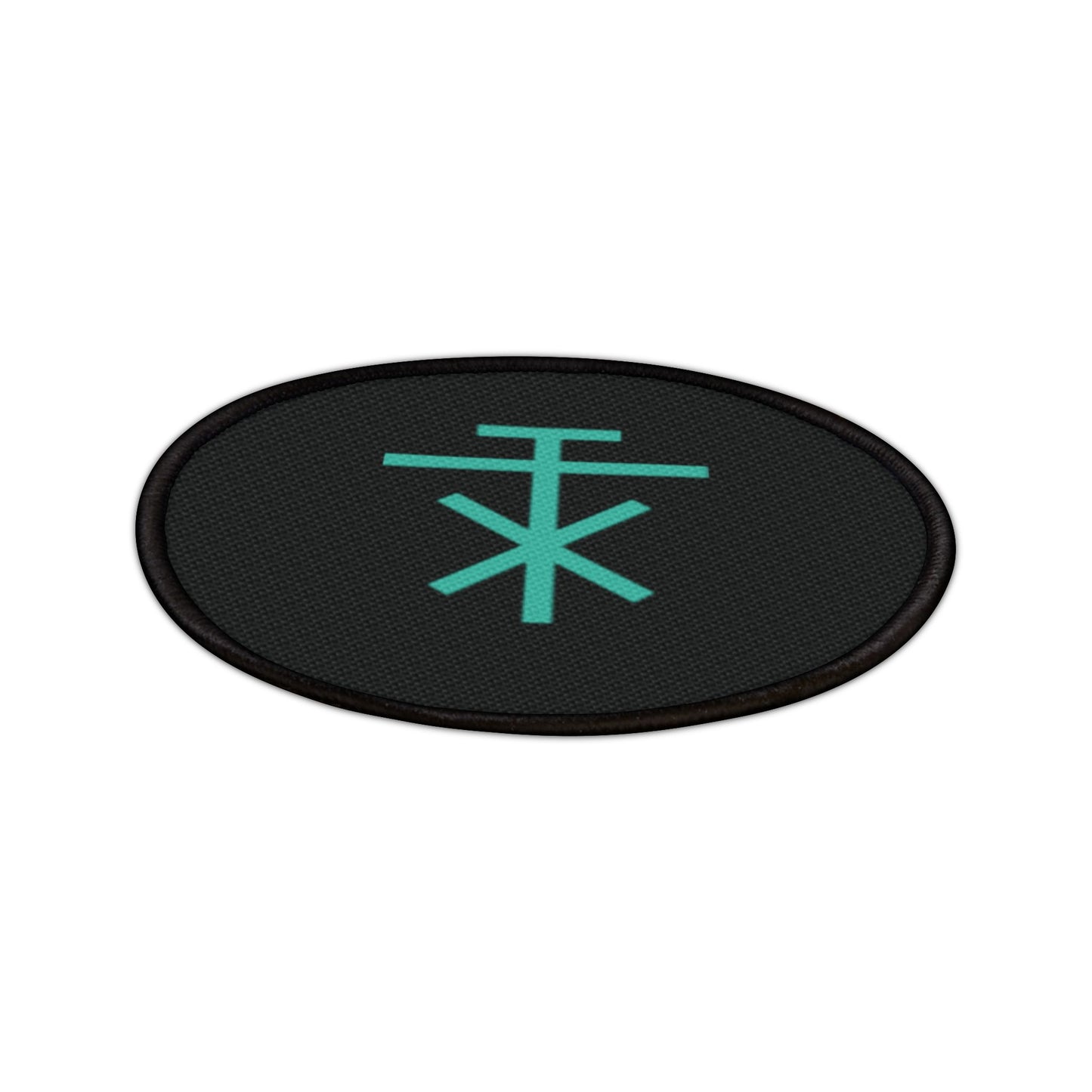 Circular Black and Turquoise Iron on Patch