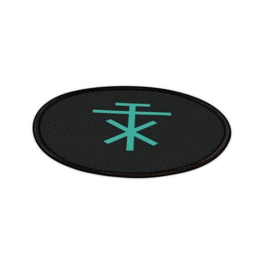 Circular Black and Turquoise Iron on Patch
